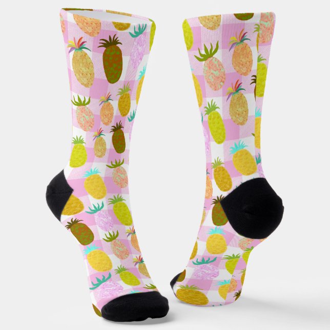 Saftiges Ananas-Bubbles-Gummi-Muster Socken (Gewinkelt)