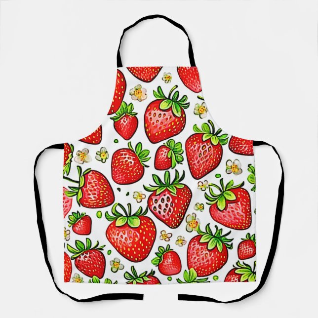 Saftiges Rot Erdbeeren Muster Schürze (Vorderseite)