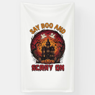Sag Boo Grusel Spukhaus Geister Kürbisse Hallow Banner