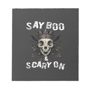 Sag Boo Gruseliger Totenkopf-Kronfledermaus-Flügel Notizblock