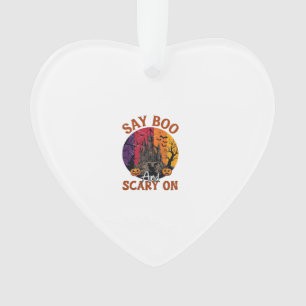 Sag Boo Gruseliges Halloween Spukhaus Schwarze Kat Ornament