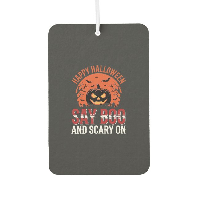Sag Boo Halloween-Kürbisdesign_1 Autolufterfrischer (Vorderseite)