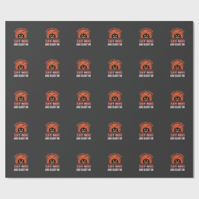 Sag Boo Halloween-Kürbisdesign_1 Geschenkpapier (Flach)