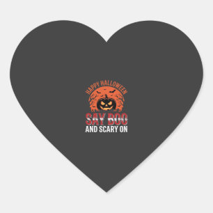 Sag Boo Halloween-Kürbisdesign_1 Herz-Aufkleber