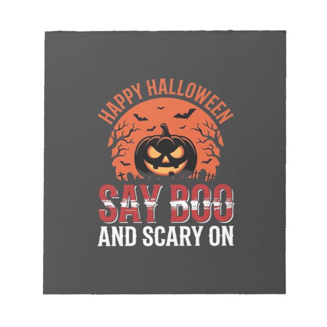 Sag Boo Halloween-Kürbisdesign_1 Notizblock (Vorderseite)