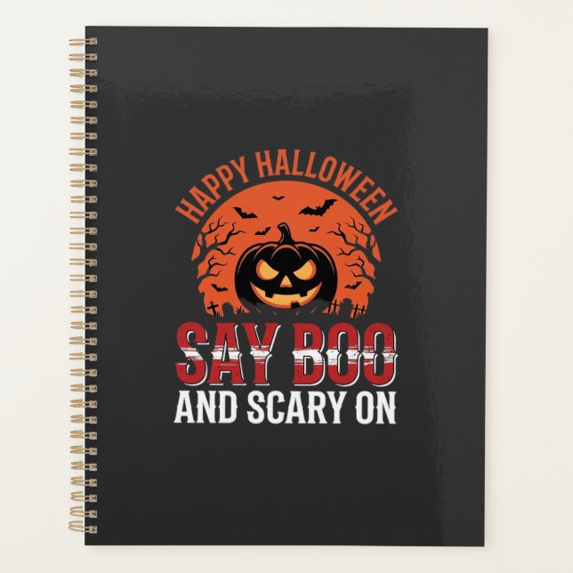 Sag Boo Halloween-Kürbisdesign_1 Planer (Vorderseite)