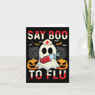 Sag Boo zur Grippe Vintage Halloween Geist Kranken Karte