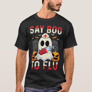 Sag Boo zur Grippe Vintage Halloween Geist Kranken T-Shirt