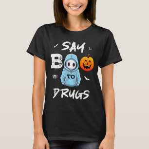 Sag Buh zu Drogen Lustiger Halloween-Rotband-Woche T-Shirt