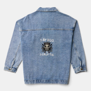 Sag Buu Gruseliger Totenkopf Krone Fledermaus Flüg Jeansjacke