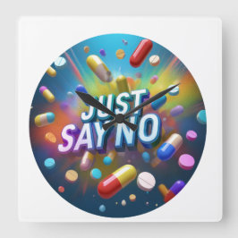 Sag einfach Nein zu Drogen Quadratische Wanduhr