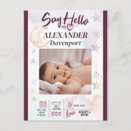 Sag "Hallo" zu New Baby. Bearbeitbarer Text & Bild Postkarte