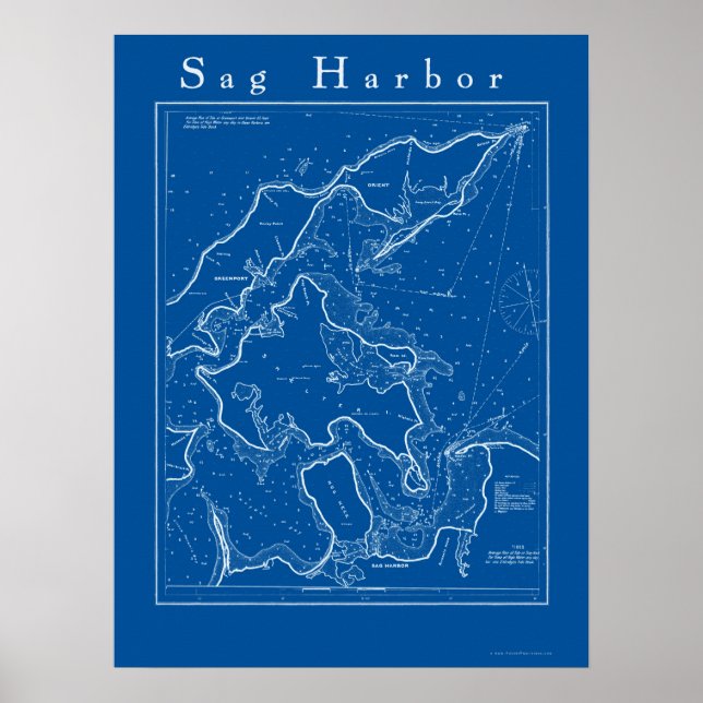 Sag Harbour, New York Nautical Chart Poster (Vorne)