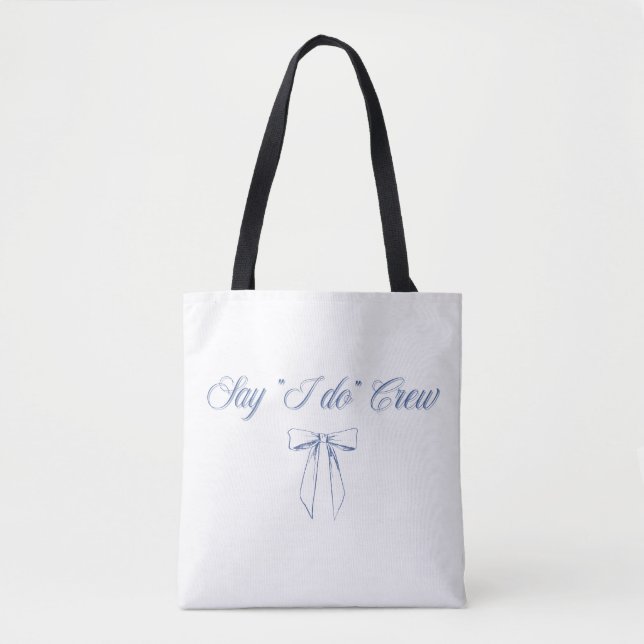 Sag "Ja" Crew Bow Ribbon Design | Blaues Hochzeits (Vorderseite)