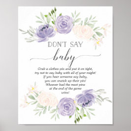 Sag kein Baby Pastel Lila Baby Shower Game Poster