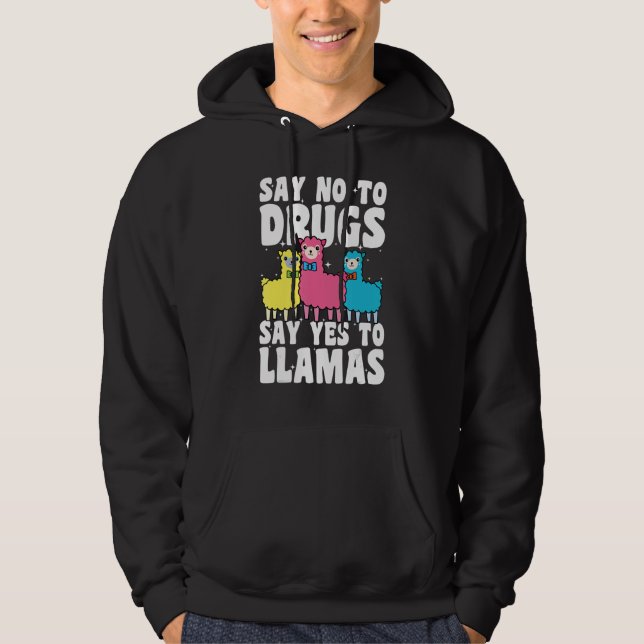 Sag Nein zu Drogen, Sag Ja zu Llamas, rote Schleif Hoodie (Vorderseite)