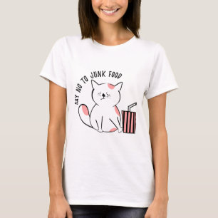 Sag nein zu Junk Food - Katzenfresser Spaß T-Shirt