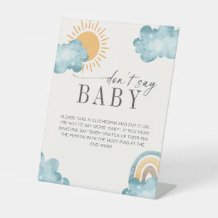 Sag nicht Baby Baby Shower Sonnenschein-Spiel Sockelschild