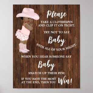 Sag nicht Baby Clothespin OM Cowgirl Shower Game Poster