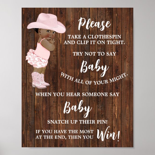 Sag nicht Baby Clothespin OM Cowgirl Shower Game Poster (Vorne)