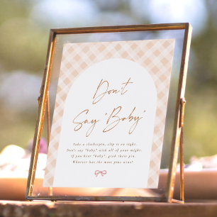 Sag nicht Baby Gingham Cutie Pie Baby Shower Schil Poster