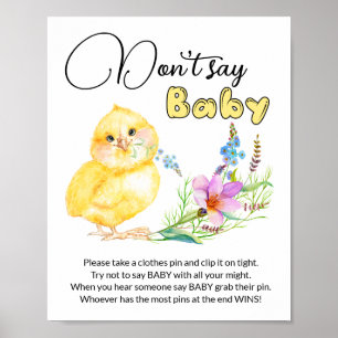 Sag nicht Baby Kleine Babydusche. Poster