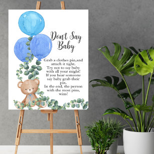 Sag nicht Baby Oh Boy Bear Blue Ballon Eukalyptus Poster