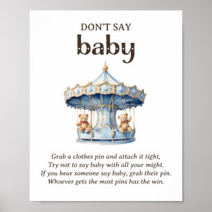 Sag nicht Baby Teddybär Junge Baby Shower Spiel Poster