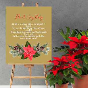 Sag nicht Baby Winter Red Poinsettia Pinecone Poster