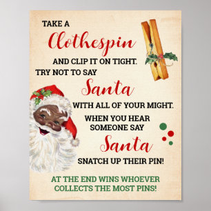 Sag nicht Santa Weihnachten Wäscheklammer Spiel Sc Poster