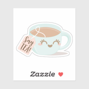 Sag Tee! Niedliche Kawaii Style Tea Cup Illustrati Aufkleber