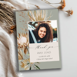 Saga Green Protea Dry Palm Foto Abschluss Dankeskarte