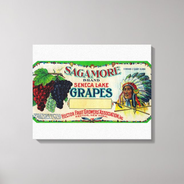 Sagamore Grape LabelHector, NY Leinwanddruck (Vorderseite)
