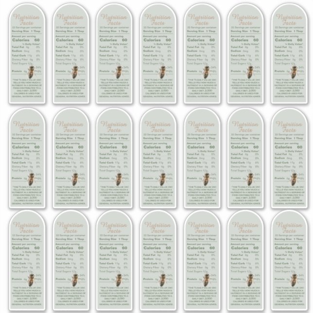 SAGE 16 oz Muth Honey Jar und Bienenernährung Fakt Aufkleber (Vorderseite)