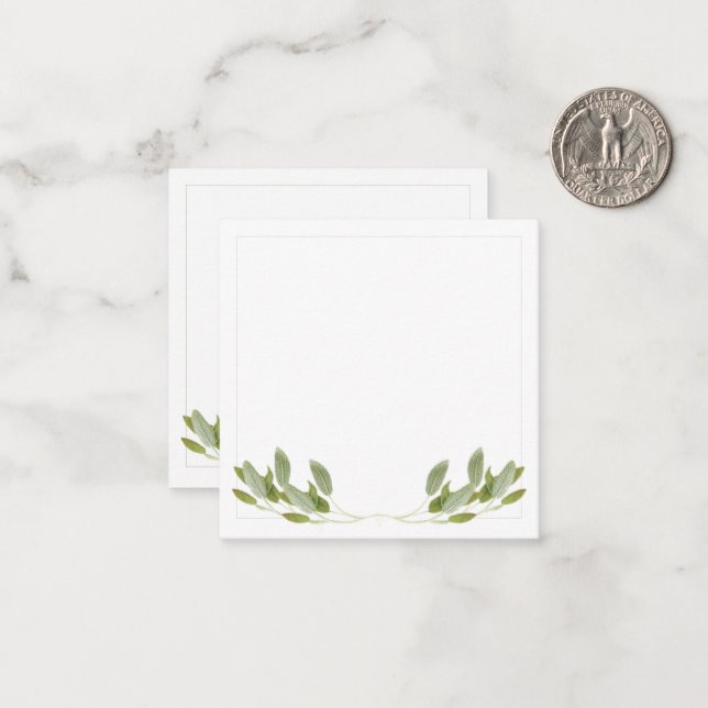 SAGE 2.5" Square Flat Note Card Mitteilungskarte (Vorderseite/Rückseite Beispiel)