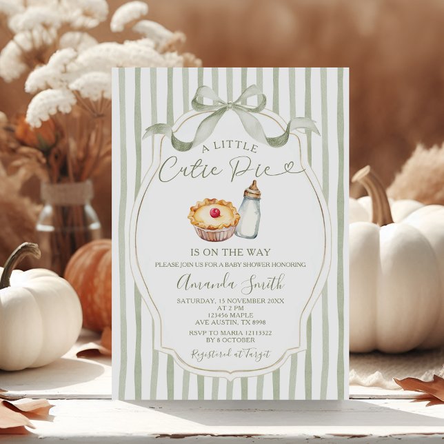 Sage A Little Süsse Pie Gingham Fall Baby Dusche Einladung (Von Creator hochgeladen)