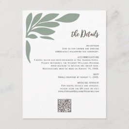 Sage Abstract Tropical Floral Leaf Wedding  Begleitkarte
