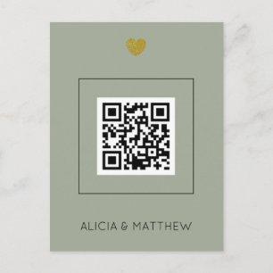Sage All in One Wedding Einladung mit QR Code Postkarte