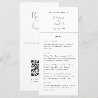 Sage Ampersand Hochzeit | QR-Code | Elegant Menükarte
