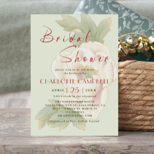 Sage and Blush Peony Rose Bridal Shower Invitation Save The Date