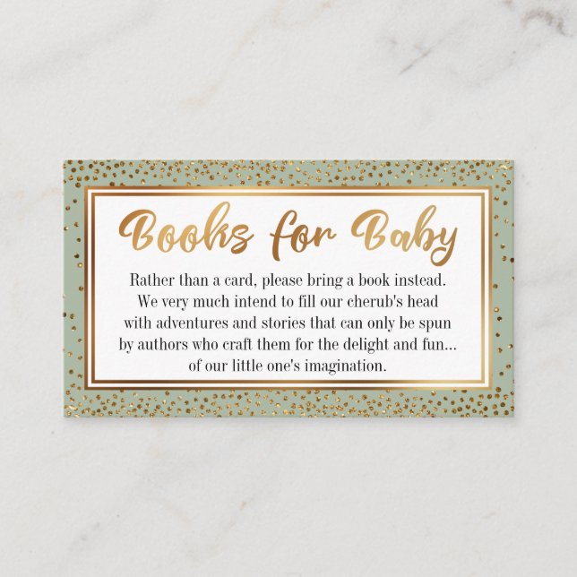 Sage and Gold Confetti Book Request Insert Cards (Vorderseite)