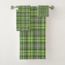 Sage and Olive Plaid Badhandtuch Set