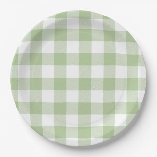 Sage and White Buffalo Plaid Gingham Pappteller