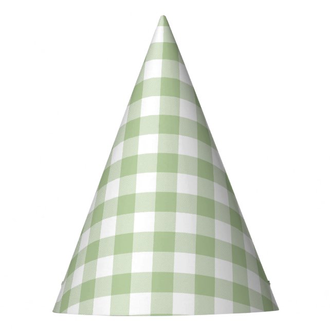 Sage and White Buffalo Plaid Gingham Partyhütchen (Vorderseite)