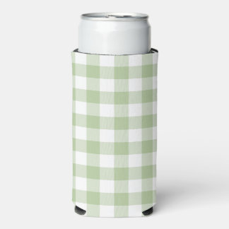 Sage and White Buffalo Plaid Gingham Selters Dosenkühler