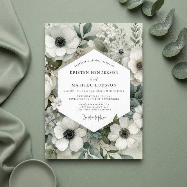 Sage Anemone Bloom Wedding Einladung (Von Creator hochgeladen)