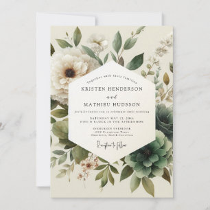 Sage Antique Bloom Hochzeit Einladung