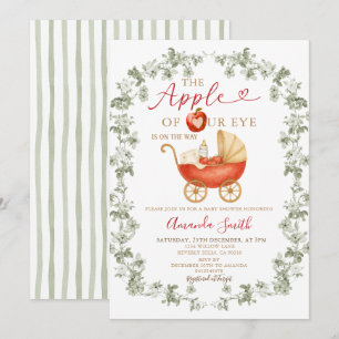 Sage Apple Augapfel Baby Shower Kinderwagen Einladung