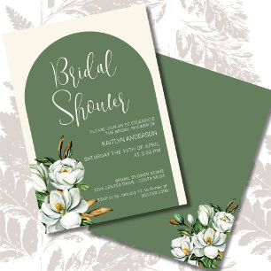 Sage Arch White Floral Bridal Dusche Einladung
