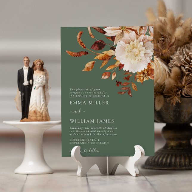 Sage Autumn Moderne Watercolor Terracotta auf dem  Einladung (Sage Autumn Modern Watercolor Terracotta Wedding Invitation
)